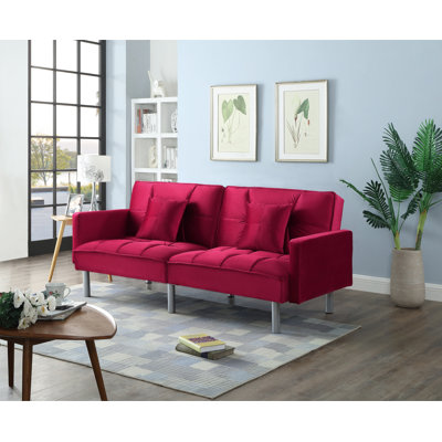 Hemphill 75.5'' Velvet Square Arm Sofa Bed
