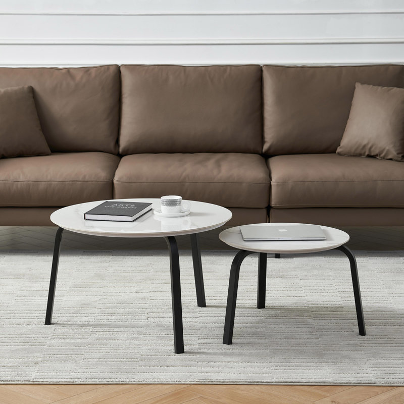 Ensemble de 2 tables basses gigognes blanches pour le salon