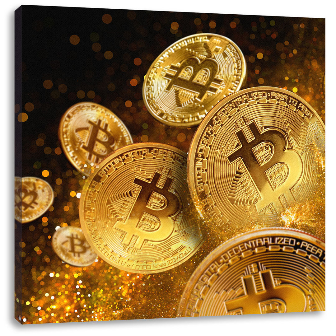 Leinwandbild Funkelnde Bitcoins BTC