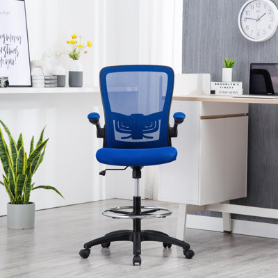 Ergonomic Desk Chair, Mesh Home Office chair, Swivel Desk, Computer Chair with Lumbar Support, Height Adjustable with Foot Ring by Inbox Zero