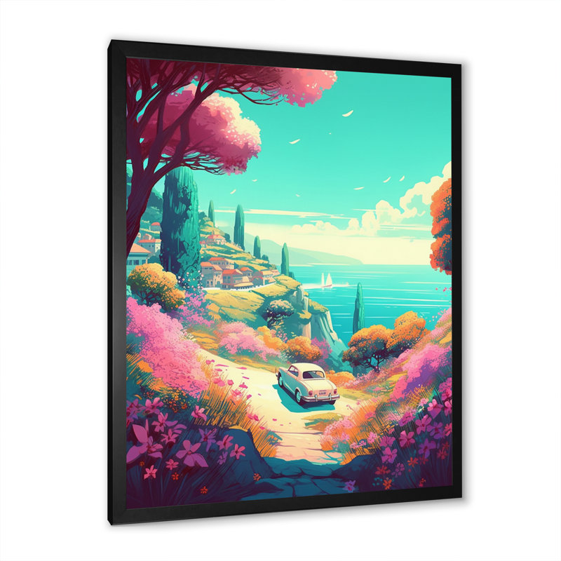 Seaside Drive II - Imprimé, Cadre photo noir, H 20 po x l 12 po x P 1 po