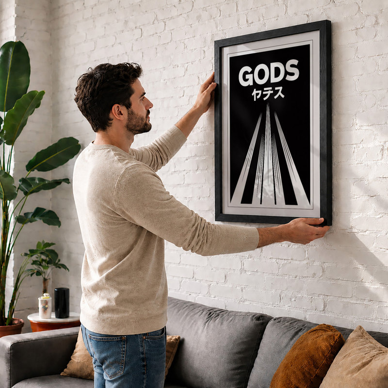 GODS In Motion Typography - Print, A2 - 59.4 x 42.0 cm, Oak