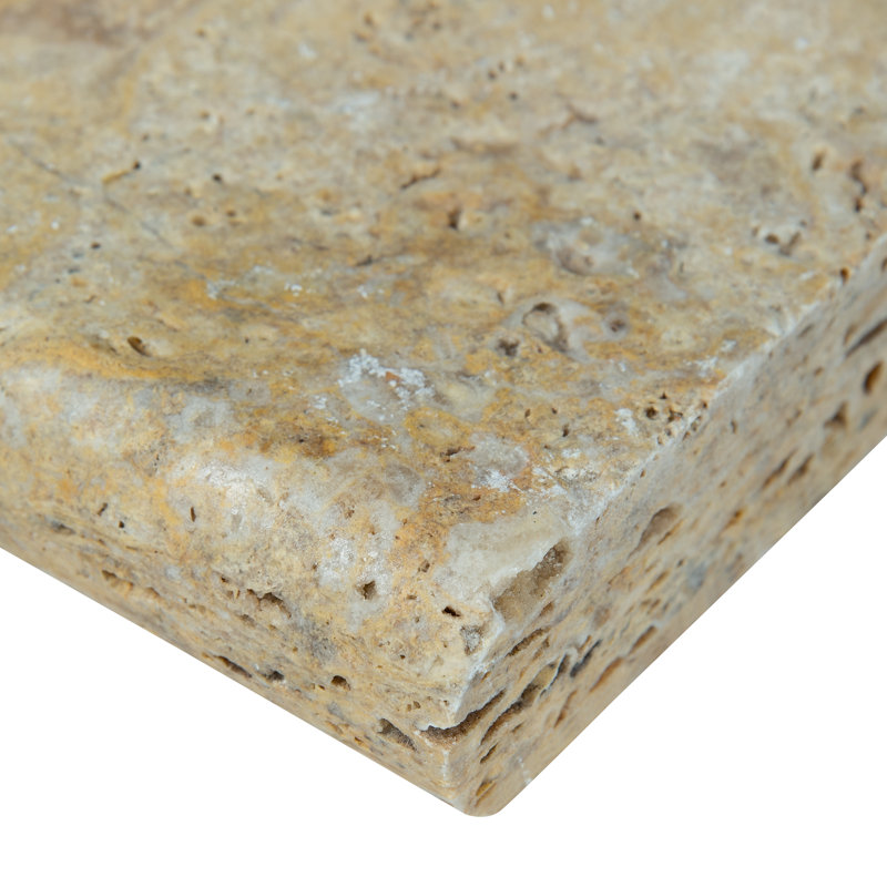 Marzana Aurelia 16 in. x 24 in. x 2 in. Honed Unfilled Brushed Travertine Pool Coping (2.67 sq. ft./unit, 1 Piece)
