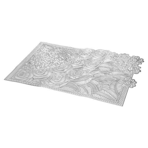 Adren Vinyl Solid Colour Rectangle Placemat, Silver