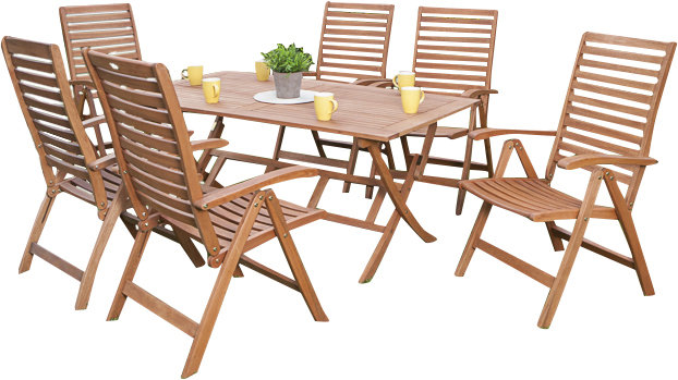 Adabpreet 6 - Person Wood Patio Dining Set with Rectangular Table