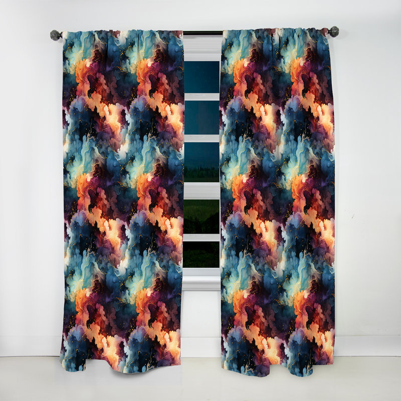 Rideau obscurcissant en marbre bleu et mauve Cosmic Voyage - 1 panneau, L 52 po x L 63 po