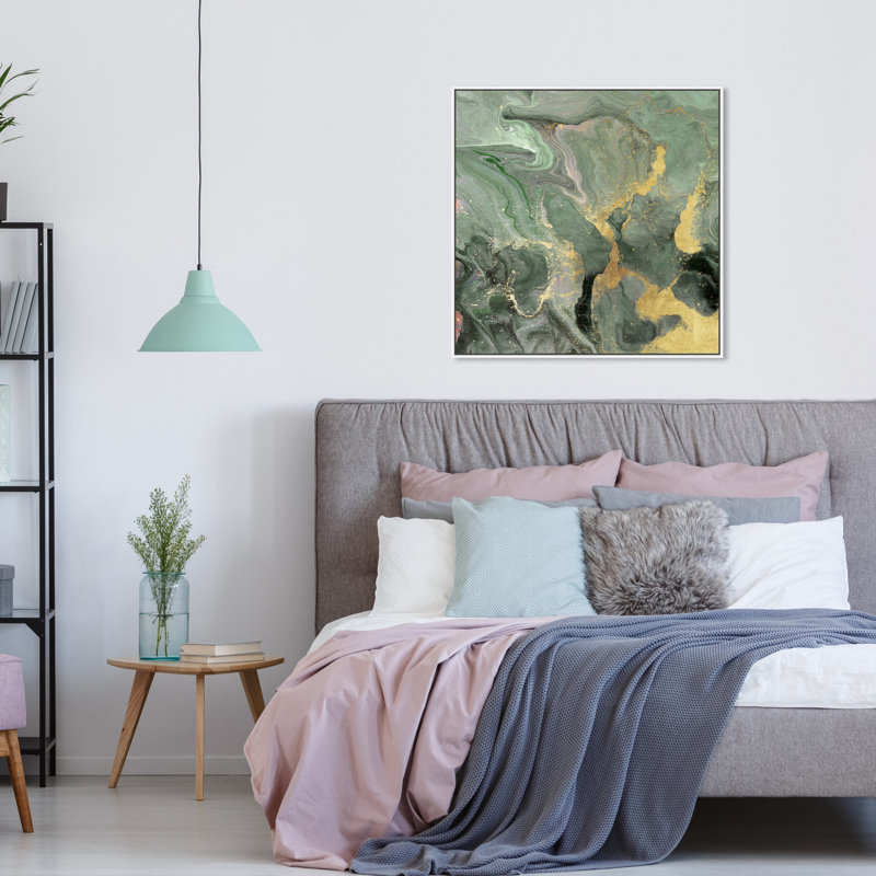 «Jade Cosmos», reproduction d'impression sur toile, H 30 po x l 30 po, Cadre blanc