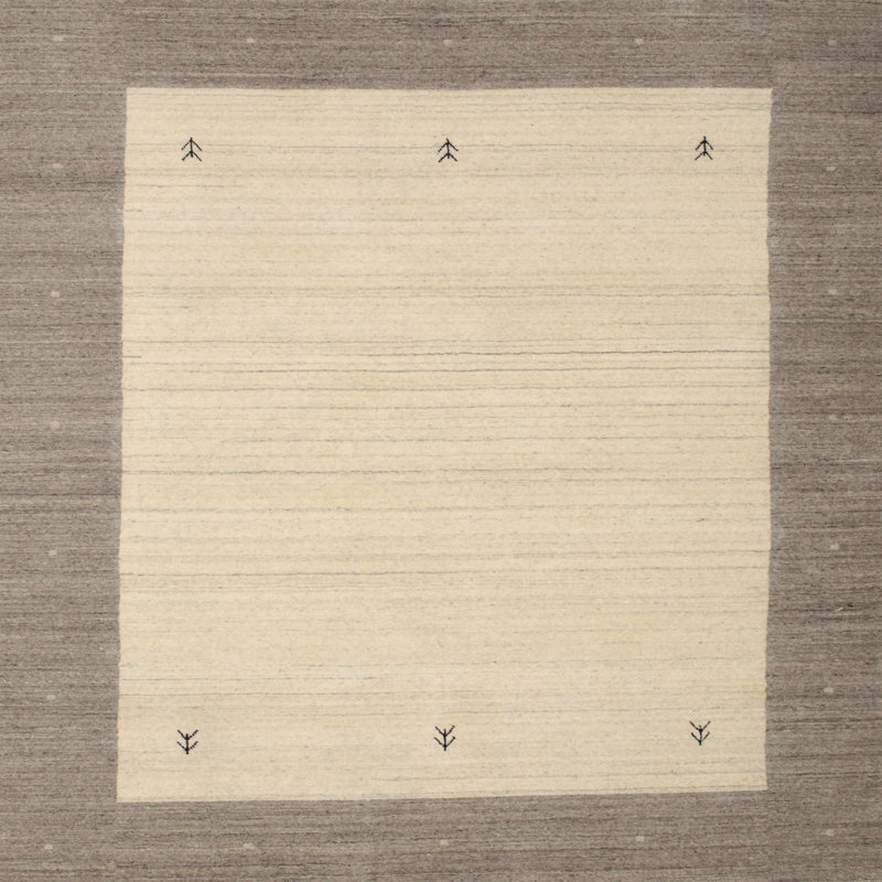Tapis brun/beige contemporain, Carré 6 pi
