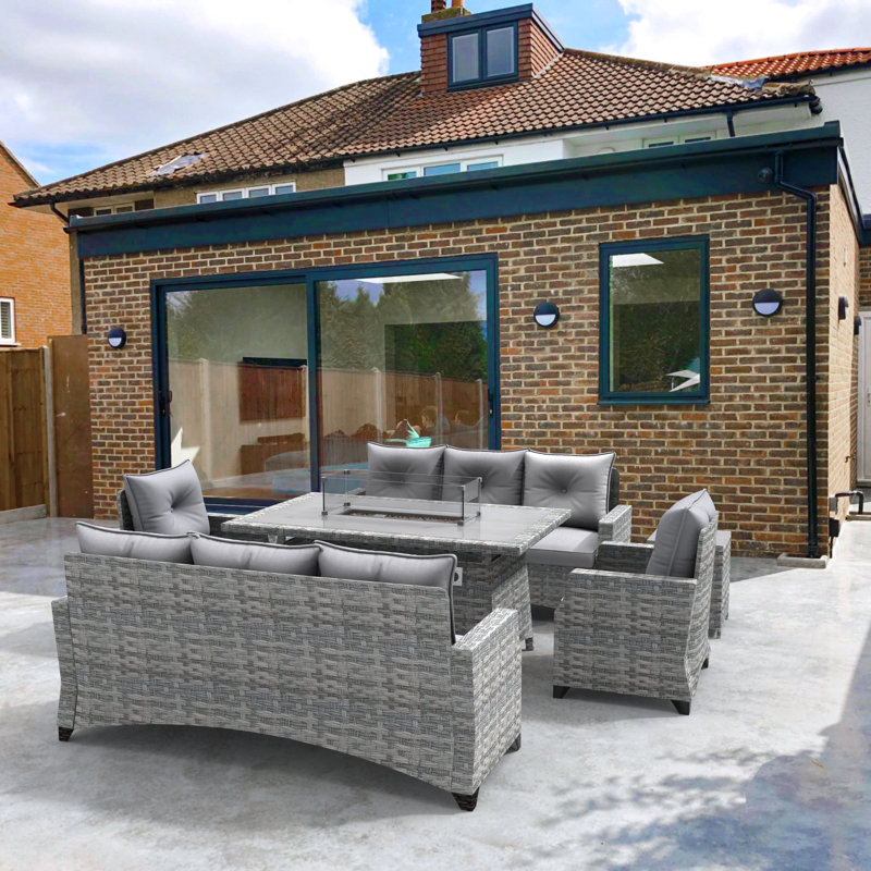 Wicker 8 - Person Patio Conversation Set with Cushions