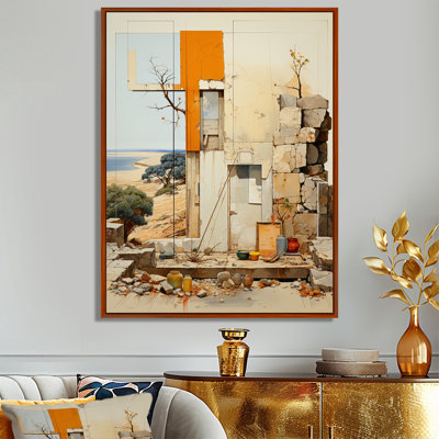 Modernist Ruin By The Seaside - City Buildings, art mural