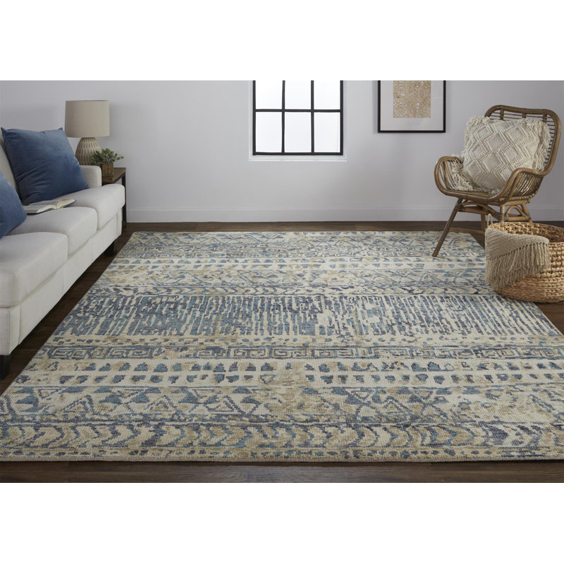 Tapis géométrique transitionnel de 5 pi 6 po x 8 pi 6 po Sabria, Rectangle 7 pi 9 po x 9 pi 9 po