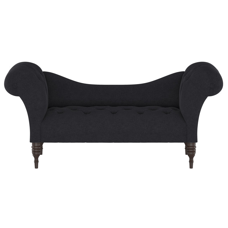 Méridienne rembourrée Kareem, Lin classique noir, Espresso