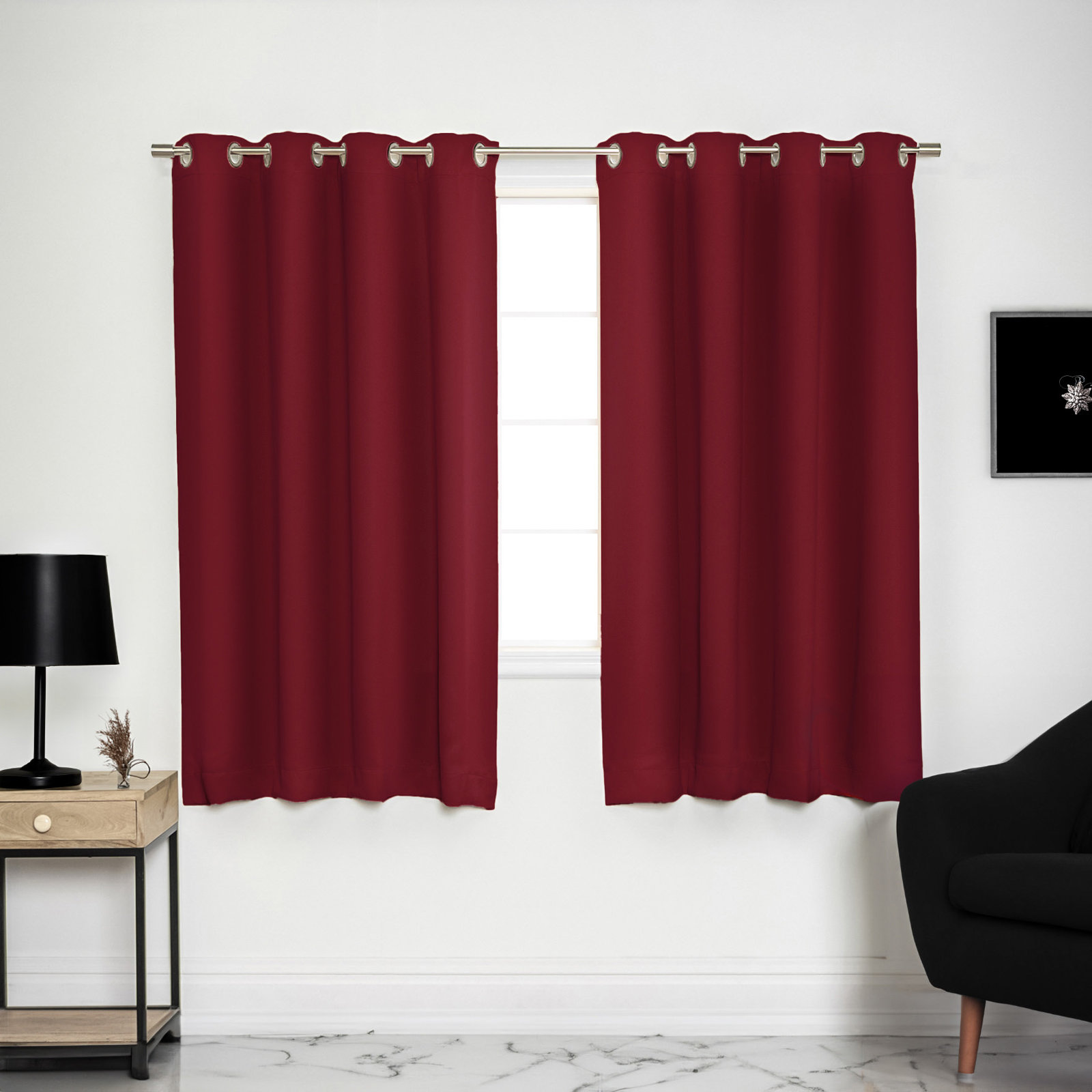 Schaeffer Blackout Thermal Curtain Panel Set, Burgundy, 52" W x 63" L