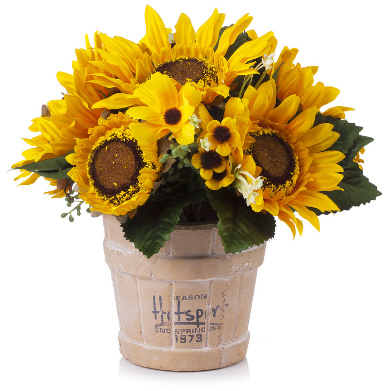 Faux Silk Sunflowers Arrangement in Pot