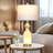 27" Bedside Glass USB Table Lamp with Touch Control and Night Light
