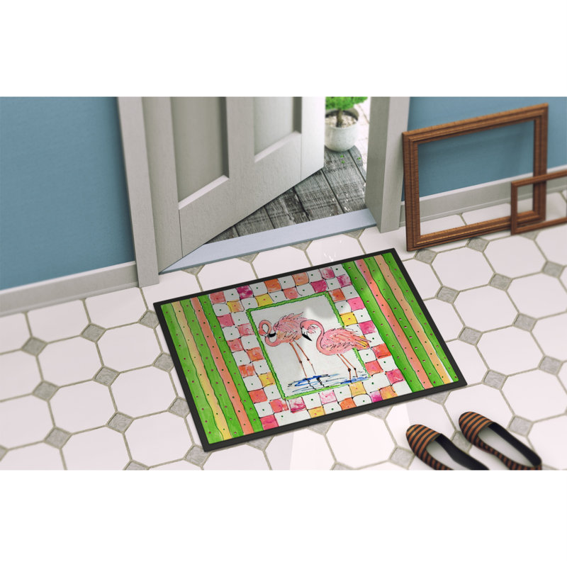 Tapis d'entrée antidérapant Teutopolis Flamingo, Rectangle 1 pi 6 po x 2 pi 3 po