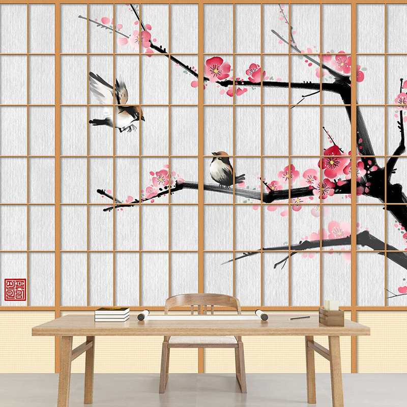 Japanese Scenery Peel & Stick Floral Border, 100" L x 144" W