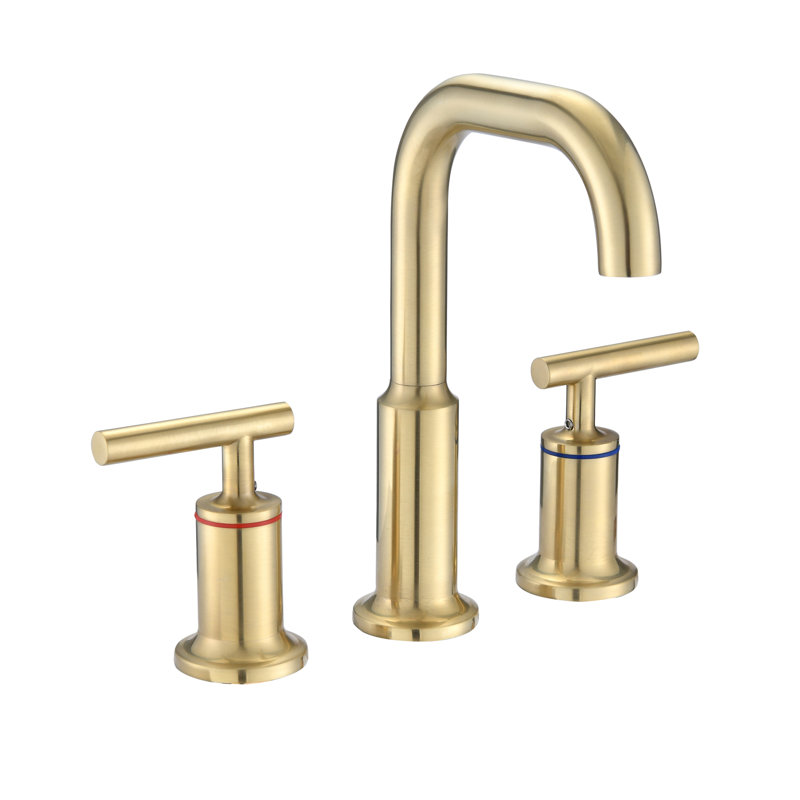 Widespread 2-handle Bathroom Faucet, Brushed Gold