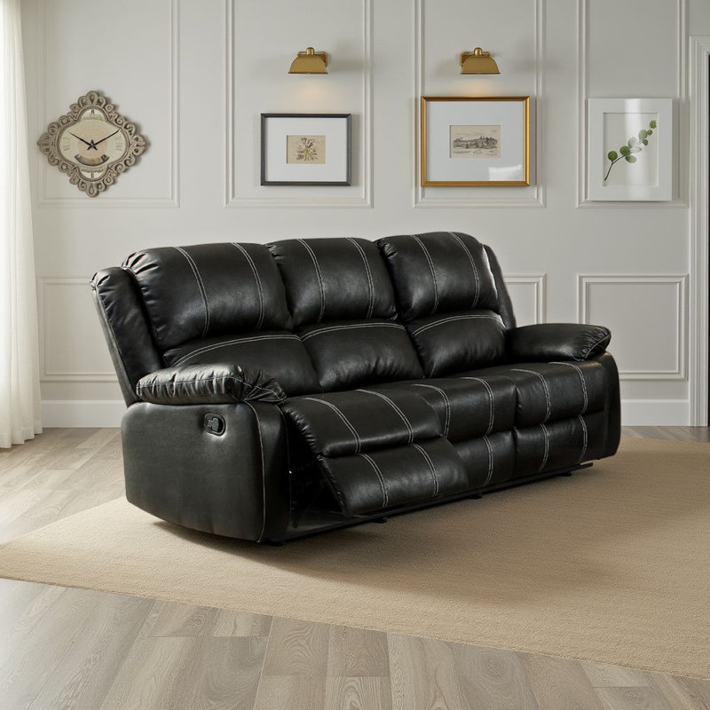 Canapé inclinable manuel 3 places Zuru Motion, Noir, noir, noir, noir, H 40 po x l 81 po x P 37 po