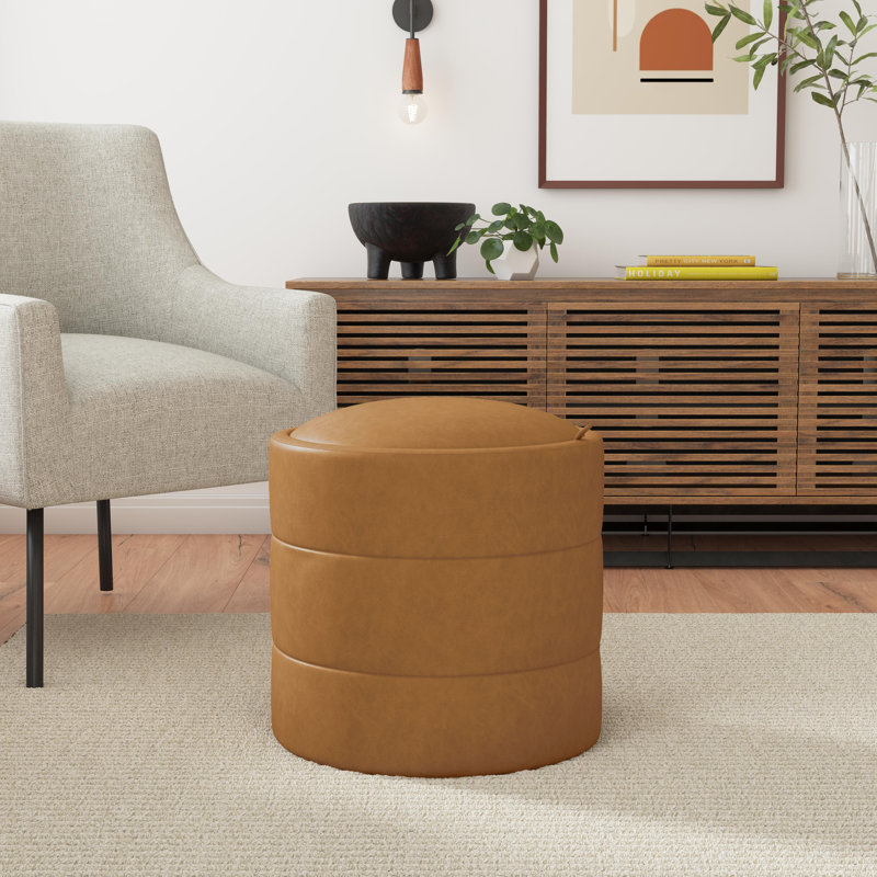 Bryttney Faux Leather Ottoman, Green