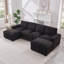 Canapé modulaire à assise profonde avec repose-pieds, canapé rembourré en velours côtelé-1735604314