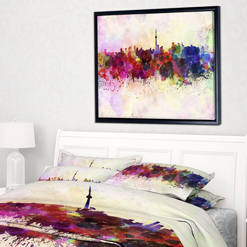 «Toronto Skyline», peinture sur toile tendue encadrée, H 30 po x l 40 po x P 1,5 po