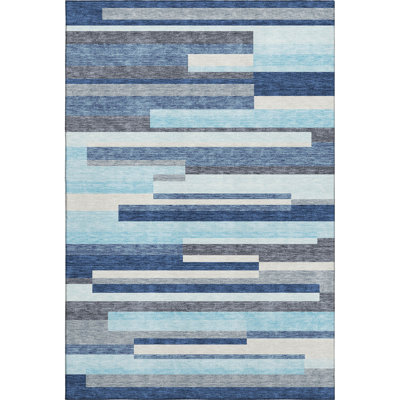 Premium Machine Washable Prisco Blue Rug