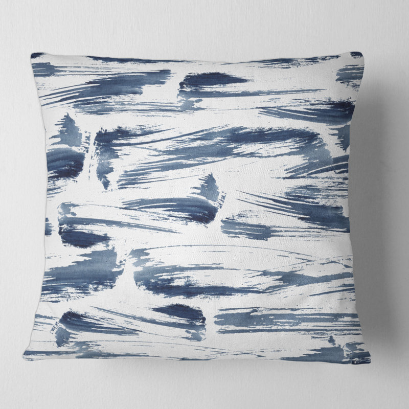 Texture abstraite bleu aquatique - coussin imprimé moderne, 18" x 18"