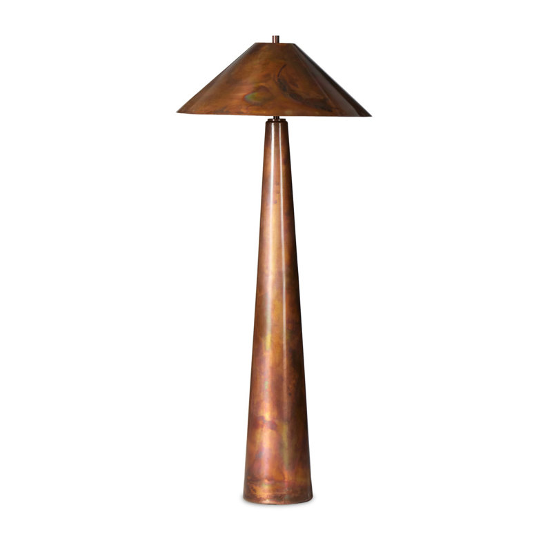 Romani Floor Lamp, Yellow Brown, Metal, Iridescent Acid Wash