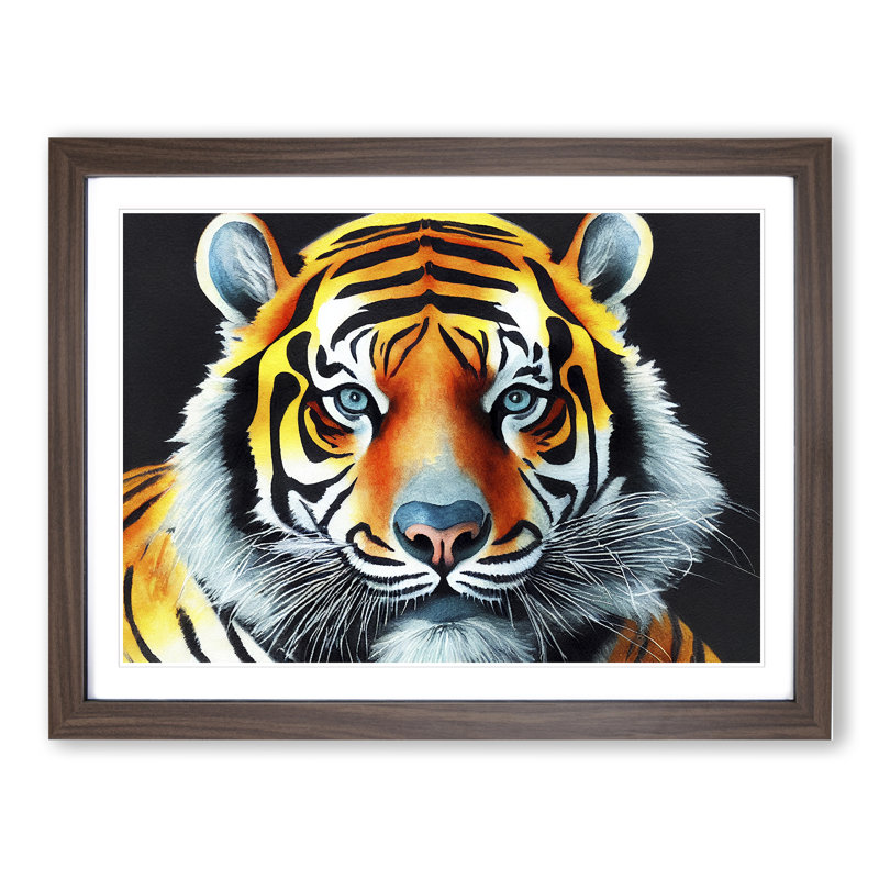 Watercolour Tiger Vol.2 1 Piece Single Picture Frame Wall Art, 34cm H x 46cm W, Brown