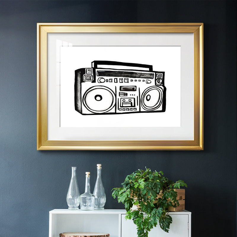 Croquis de Boombox, H 30 po x l 44 po x P 1,5 po, Or