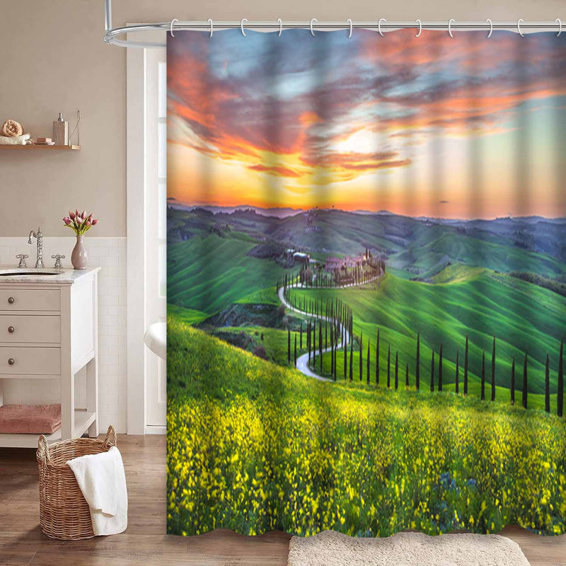 Rideau de douche vert imperméable, rideaux de douche pour la salle de bain avec 12 crochets, 72" L x 72" W