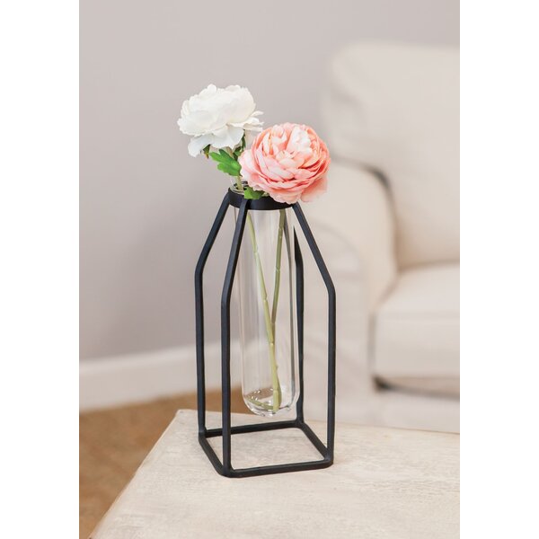 5pc Glass Flower Vase with Metal Holder, Best Vases for Flowers, Set for  Home Decor, Wedding Decorations, Table Decor, Kitchen, Bathroom, Bedroom