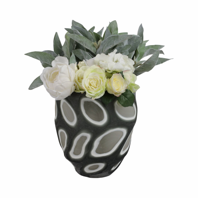 Brayden Studio® Havre Small Grey Glass Vase, 11" H x 9" W x 9" D