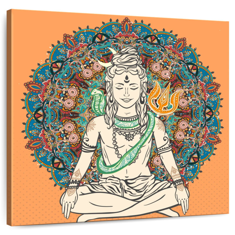 Adella Shiva On Mandala, 10" H x 10" W