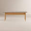 Banc en bois massif minimaliste avec coussin en lin amovible Addisin-1801540504