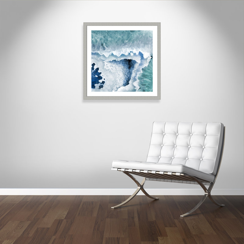 Ariana «Agate Blue and Turquoise I», impression encadrée, Argent brossé, H 33,5 po x l 33,5 po x P 1,25 po