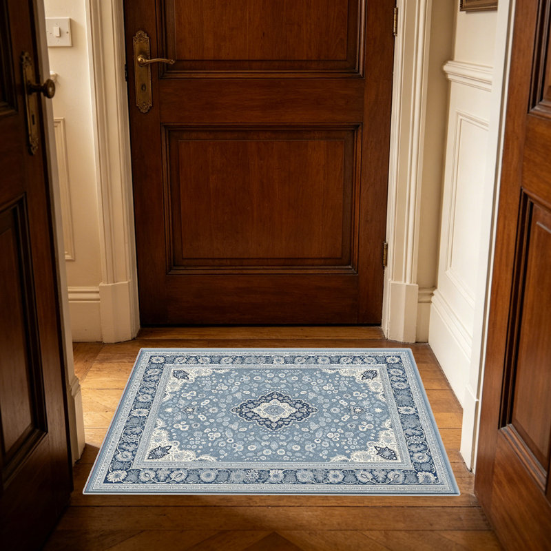 Dusty Blue Garden carpet-easy to clean, machine-washable, soft and comfortable; suitable for door mats, kitchens, living rooms, bedrooms, corridors, and laundry areas. Easy to clean, durable carpet for home decoration.