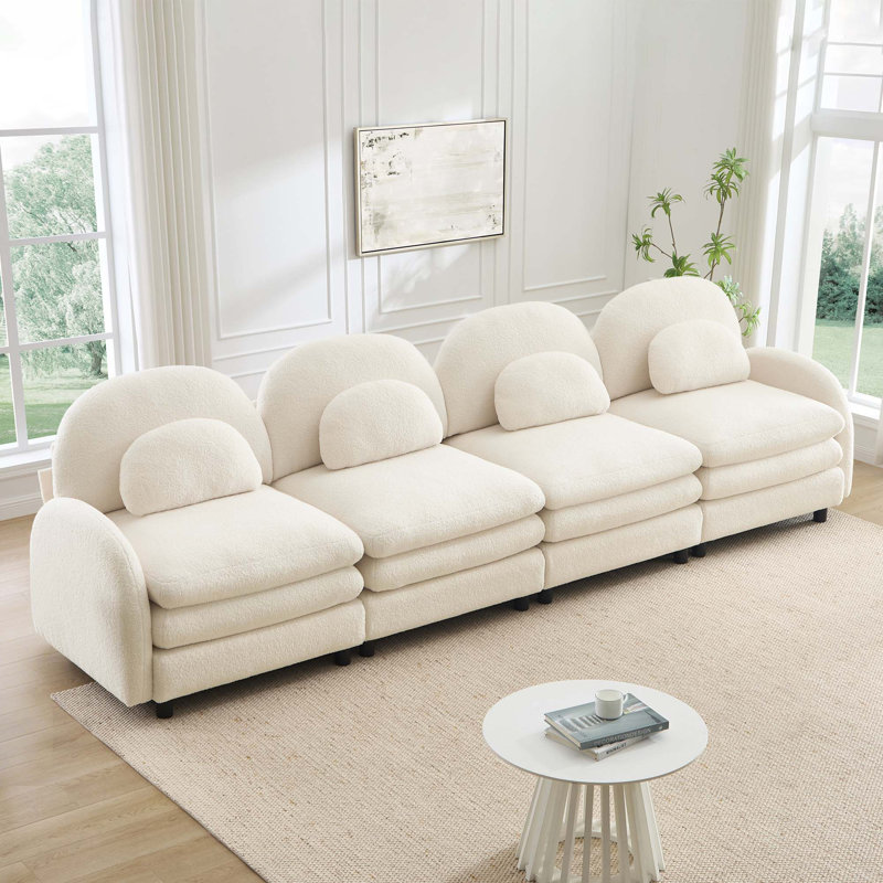 Canapé modulaire Teddy, Beige, 35.4" H x 129.1" W x 33.8" D