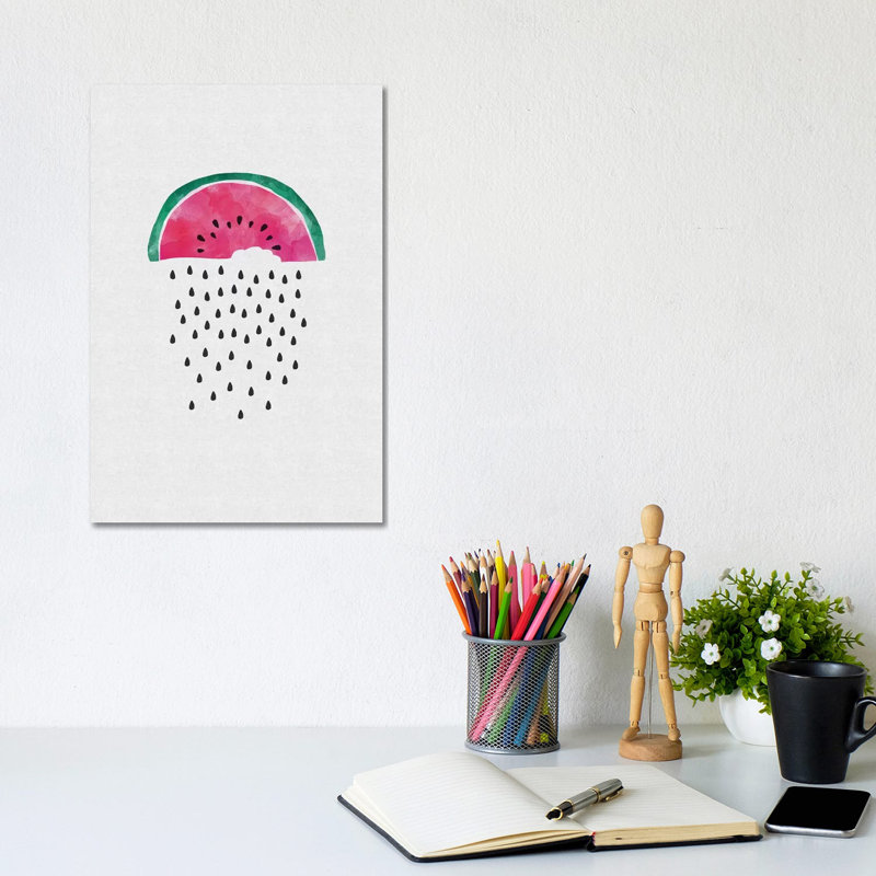 Watermelon Rain 1 Piece Wrapped Canvas Wall Art, 20.32 cm H x 30.48 cm W