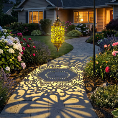 Lanterne solaire suspendue décorative de jardin d'extérieur - Fleur papillon pour l'allée du patio