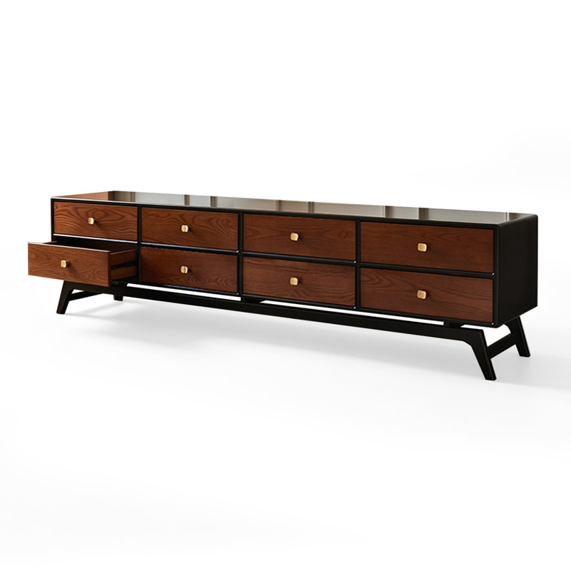 Meuble télé rétro en bois massif noir, 86.61