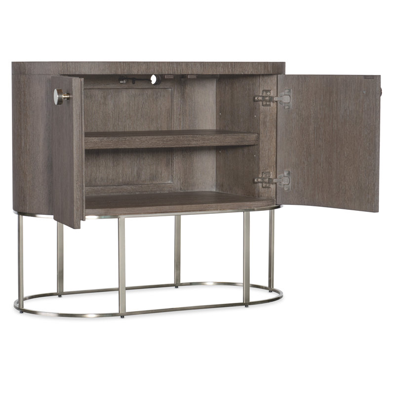Modern Mink Brown Oval Nightstand with Metal Base