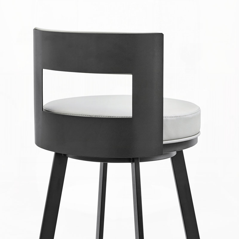 Tabouret tournant 30 "en métal avec similicuir, Light Grey, Black