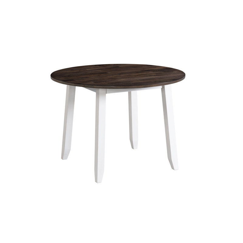 Transitional Kona 42" Round Extendable Solid Wood Dining Table in Gray & White