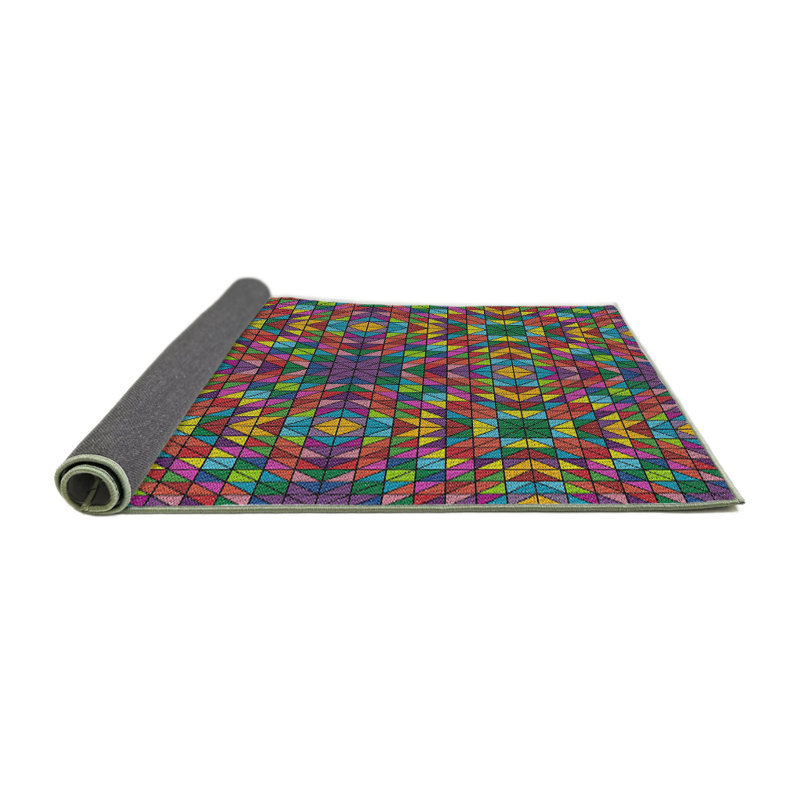 Tapis rouge/bleu/vert/rose à tissage électrique, Rond 8 pi