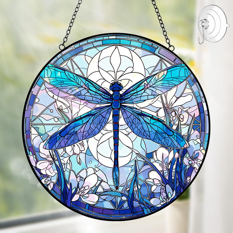 Libellule décorative pour fenêtre en verre coloré Suncatcher
