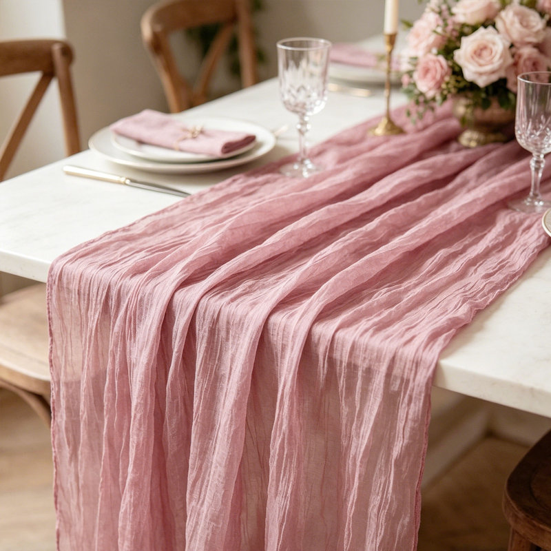 Chemin de table Boho, Rose
