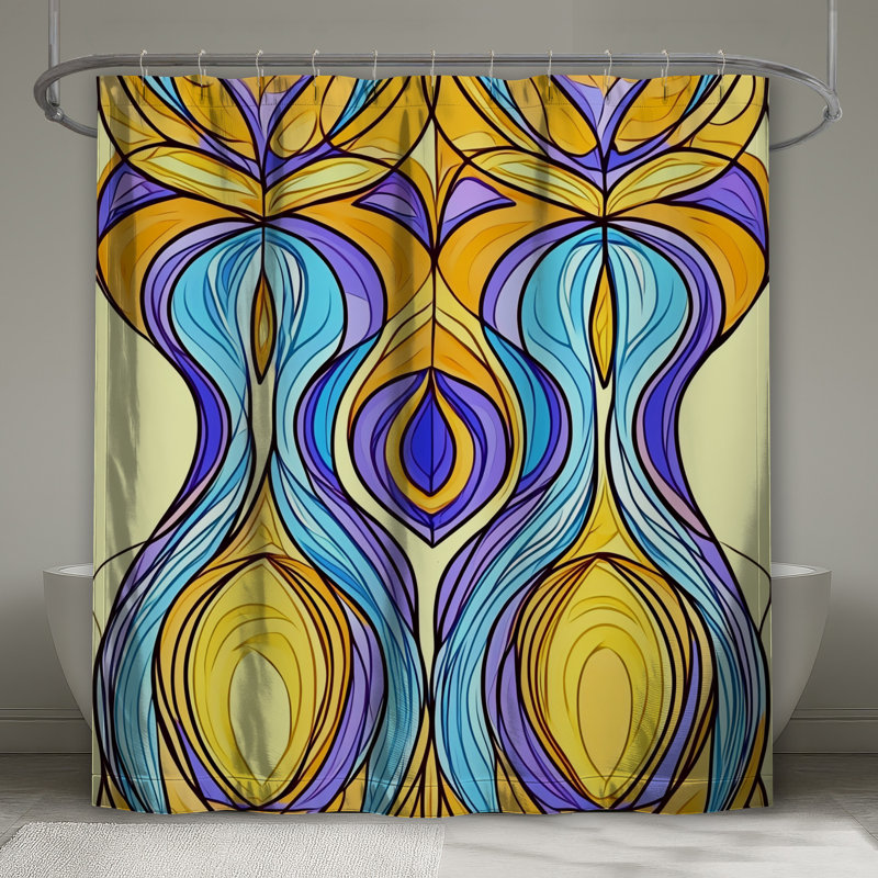 Rideau de douche abstrait - Bohème, L 70 po x H 73 po