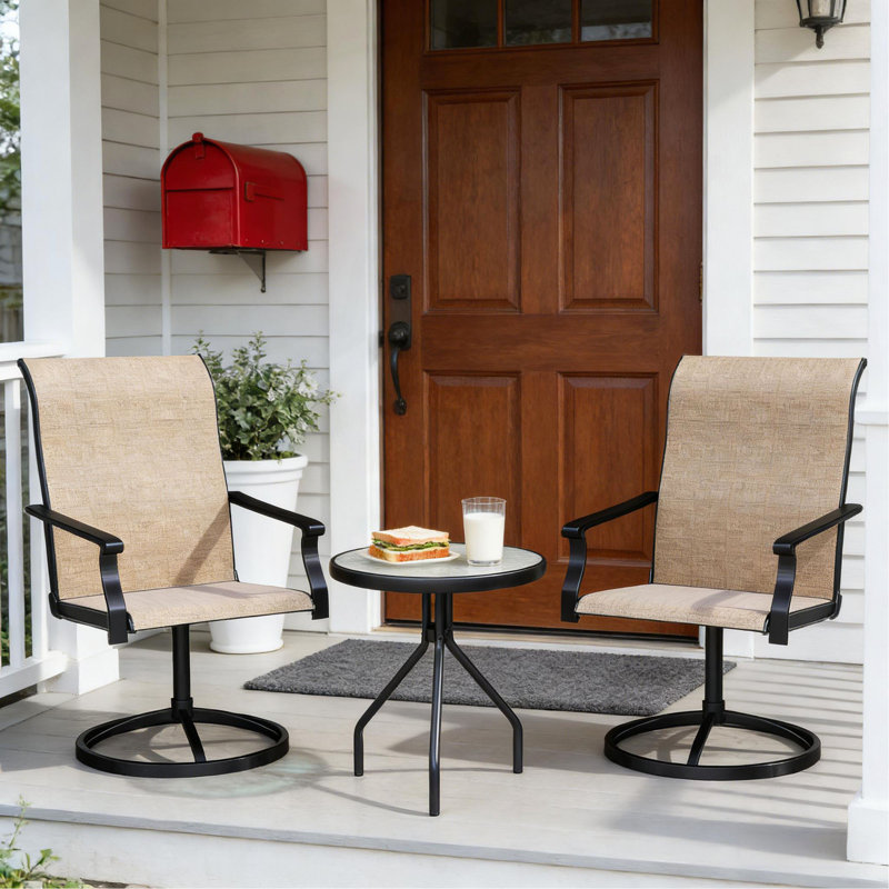 Ensemble de 2 chaises d'extérieur, chaises pivotantes, Brown/Black